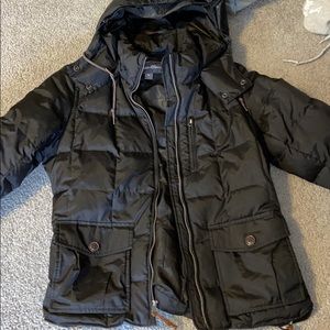 Eddie Bauer Black Down Coat with Fur Hood